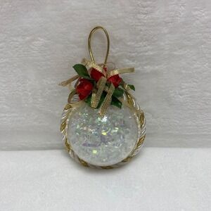 Sparkling Icicle Rose Holiday Christmas Ornament Glitter‎ Festive Decor